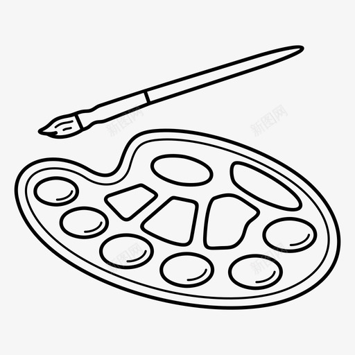 带画笔的艺术调色板用于绘制艺术调色板画笔图标svg_新图网 https://ixintu.com 托盘 用于 画笔 绘制 绘画 艺术 调色板