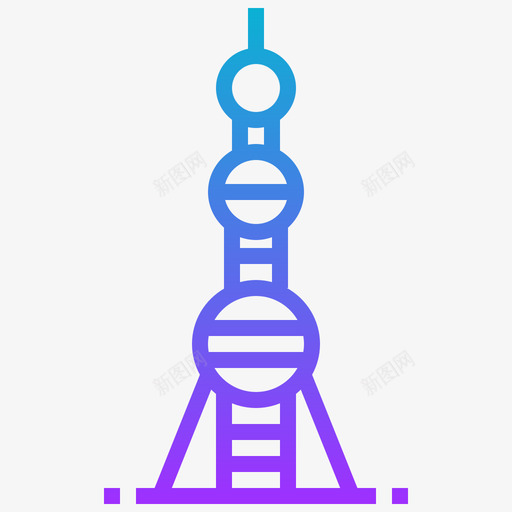 东方明珠塔中国符号梯度图标svg_新图网 https://ixintu.com 东方 东方明珠 中国 明珠 梯度 符号