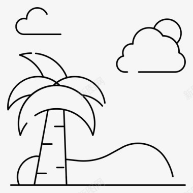 沙滩棕榈树棕树图标图标