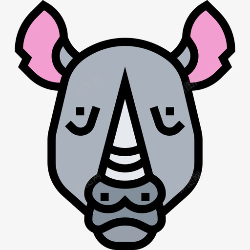 犀牛兽首4线形颜色图标svg_新图网 https://ixintu.com 兽首 犀牛 线形 颜色