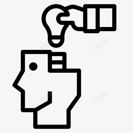 头脑手灯图标svg_新图网 https://ixintu.com 头脑 思考 灯泡
