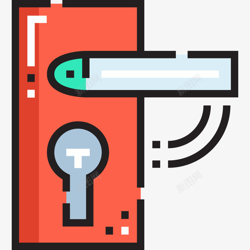 门把手家用自动档线性颜色图标svg_新图网 https://ixintu.com 家用 把手 线性 自动 门把 颜色