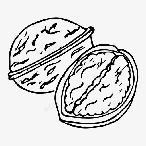 核桃食物坚果图标svg_新图网 https://ixintu.com 坚果 核桃 素描 食物
