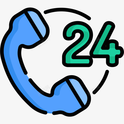 24小时通讯124线性彩色图标svg_新图网 https://ixintu.com 24小时 彩色 线性 通讯