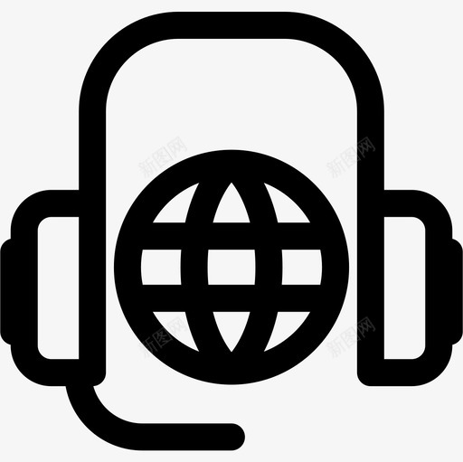耳机通讯线性图标svg_新图网 https://ixintu.com 线性 耳机 通讯