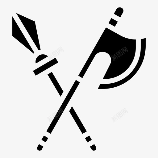武器斧头鱼图标svg_新图网 https://ixintu.com 中世纪 斧头 梭子 武器 狼人