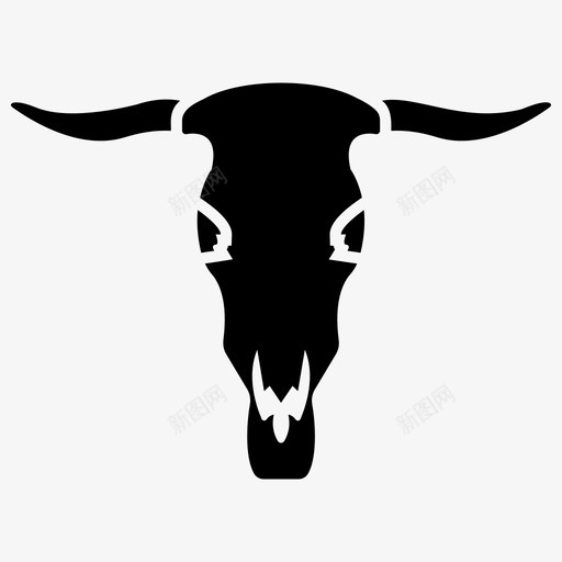牛头动物牛角图标svg_新图网 https://ixintu.com 动物 图标 家居设计 牛头 牛角 装饰 雕文 骷髅 黑白牛头
