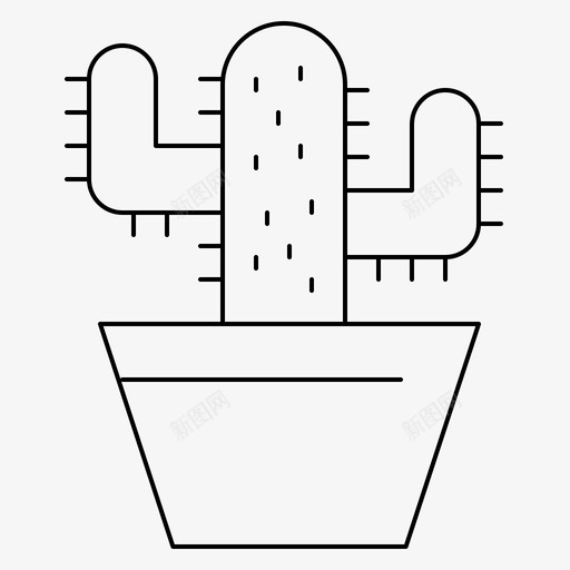 仙人掌自然盆栽图标svg_新图网 https://ixintu.com 仙人掌 季节 春天 盆栽 细线 自然