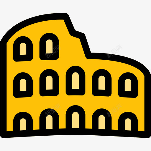 斗兽场18个地方线性颜色图标svg_新图网 https://ixintu.com 18个地方 斗兽场 线性颜色