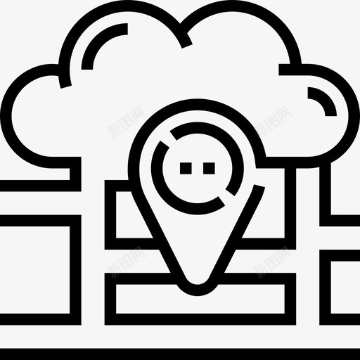 位置云服务5线性图标svg_新图网 https://ixintu.com 位置 服务 线性