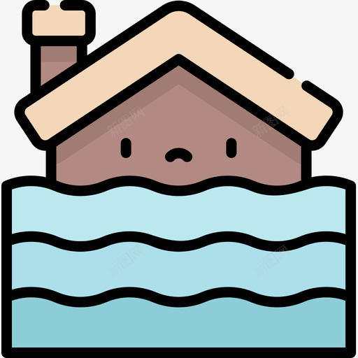 洪水177天气线性颜色图标svg_新图网 https://ixintu.com 177天气 洪水 线性颜色