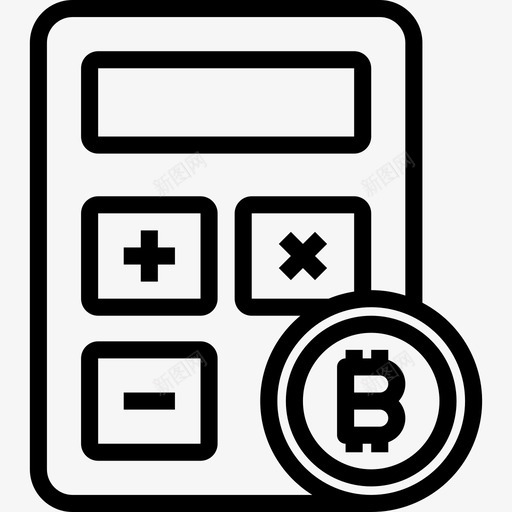 计算器加密货币和比特币线性图标svg_新图网 https://ixintu.com 加密货币和比特币 线性 计算器