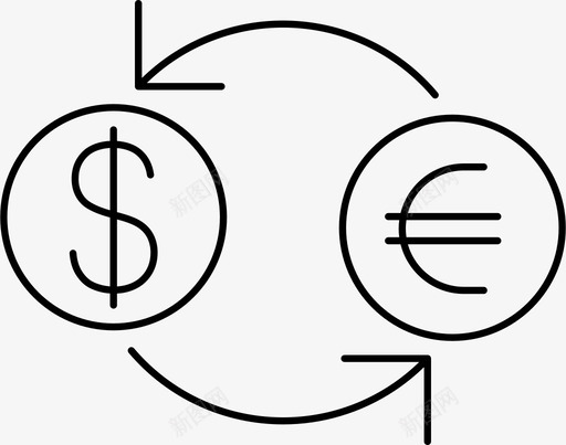 货币货币兑换器美元图标svg_新图网 https://ixintu.com 兑换 欧元 美元 货币