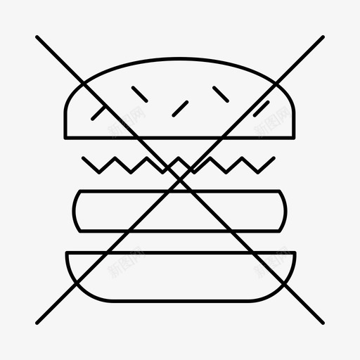 没有垃圾食品健身汉堡图标svg_新图网 https://ixintu.com 健康 健身 垃圾 汉堡 没有 食品