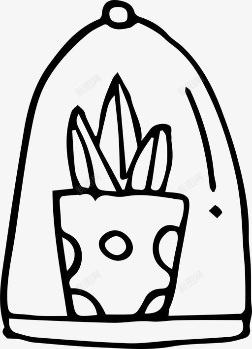 手绘植物花盆叶子图标svg_新图网 https://ixintu.com 叶子 手绘 植物 花盆