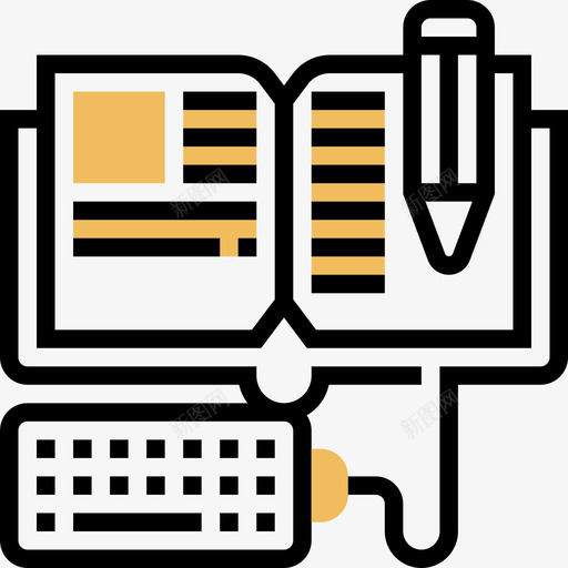电子书在线教育17黄影图标svg_新图网 https://ixintu.com 在线教育17 电子书 黄影
