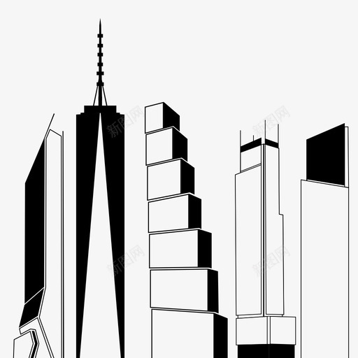 新世界贸易中心重建摩天大楼图标svg_新图网 https://ixintu.com 中心 建筑 摩天大楼 新世界 贸易 重建