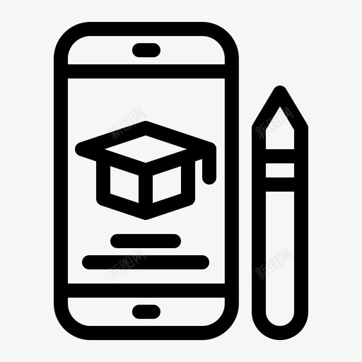帽子教育毕业图标svg_新图网 https://ixintu.com 帽子 手机 教育 教育线 毕业 铅笔