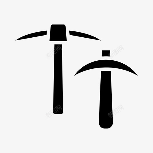 鹤嘴锄建筑挖掘图标svg_新图网 https://ixintu.com 工具 建筑 挖掘 采矿 鹤嘴 黑色