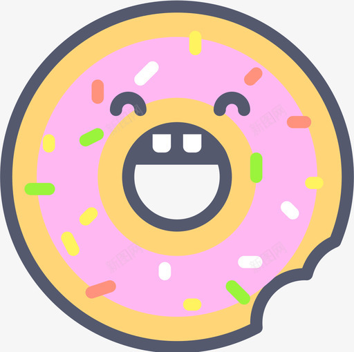 甜甜圈美食家线性颜色图标svg_新图网 https://ixintu.com 甜甜圈 线性 美食家 颜色