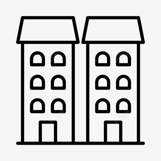 别墅建筑酒店图标svg_新图网 https://ixintu.com 别墅 城市 城镇 建筑 酒店