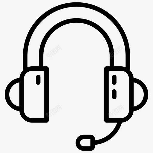 带麦克风的耳机音频设备耳机图标svg_新图网 https://ixintu.com 商务和金融线路图标 带麦克风的耳机 耳机 音频设备