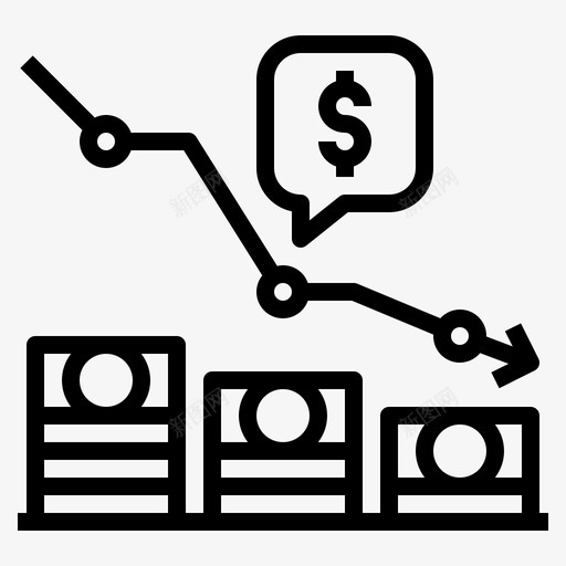 赔钱分析业务图标svg_新图网 https://ixintu.com 下线 业务 会计 分析 统计 赔钱
