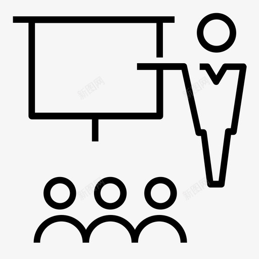 讲座会议演示图标svg_新图网 https://ixintu.com 业务 会议 图标 培训 演示 线图 讲座