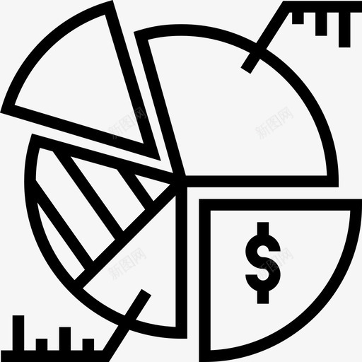 饼图数据分析4线性图标svg_新图网 https://ixintu.com 数据分析 线性 饼图