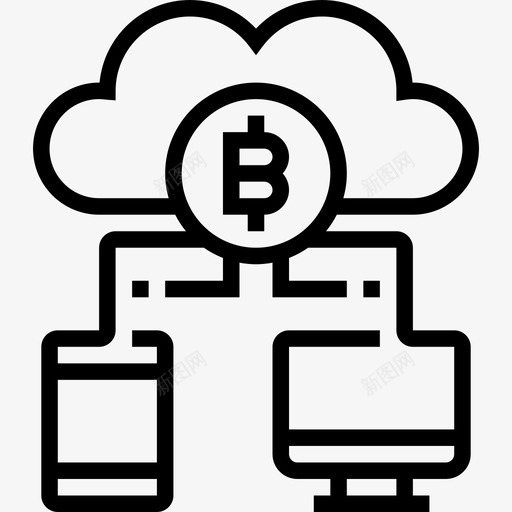 云计算比特币92线性图标svg_新图网 https://ixintu.com 云计算 比特币92 线性