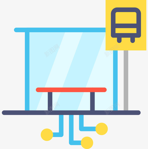 公交车站智慧城市4号平层图标svg_新图网 https://ixintu.com 公交车站 平层 智慧城市4号