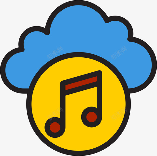 音乐云多媒体39线性颜色图标svg_新图网 https://ixintu.com 多媒体 线性 音乐 颜色