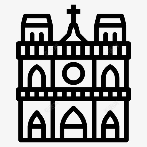 圣母院大教堂建筑地标图标svg_新图网 https://ixintu.com 圣母院大教堂 地标 地标轮廓 建筑