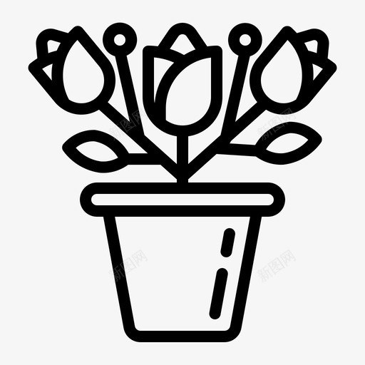 茉莉花植物玫瑰图标svg_新图网 https://ixintu.com 名花 植物 玫瑰 花瓶 茉莉花