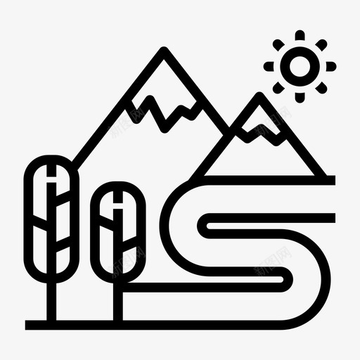 山远足小山图标svg_新图网 https://ixintu.com 小山 自然 远足 风景