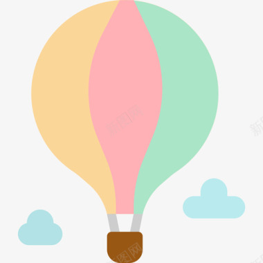 热气球八月运输扁平图标图标