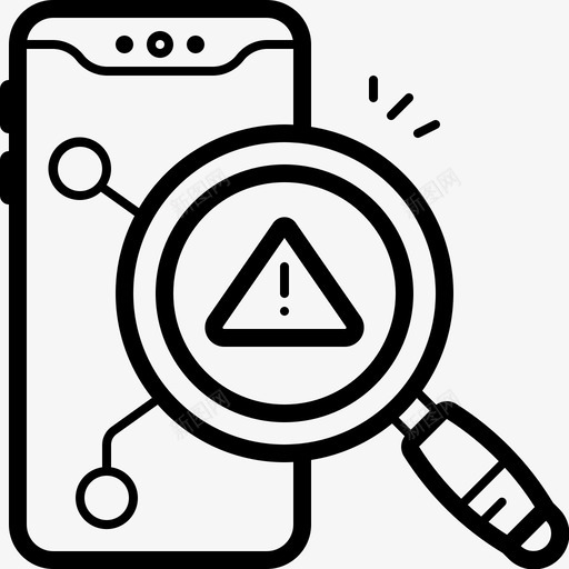 检测恶意软件错误查找图标svg_新图网 https://ixintu.com 查找 检测恶意软件 移动服务 警告 错误