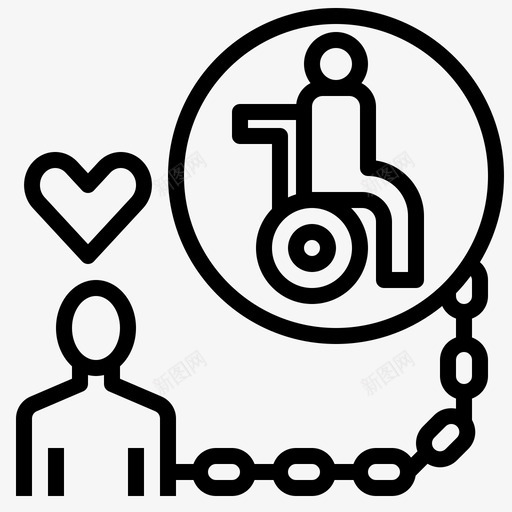 看护人负担残疾人图标svg_新图网 https://ixintu.com 残疾人 看护人 负担 阿尔茨海默病符号