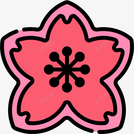 樱花中国新年21线颜色图标svg_新图网 https://ixintu.com 中国 新年 樱花 颜色