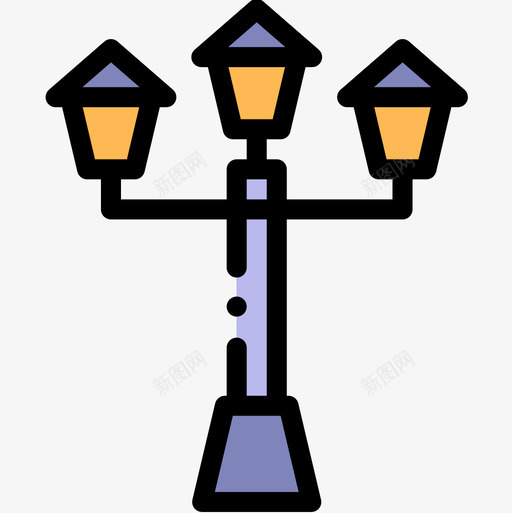 路灯城市公园9线性颜色图标svg_新图网 https://ixintu.com 公园 城市 线性 路灯 颜色