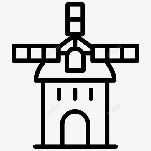 涡轮机绿色能源发电机图标svg_新图网 https://ixintu.com 发电机 图标 建筑 涡轮机 线图 绿色 能源 风车