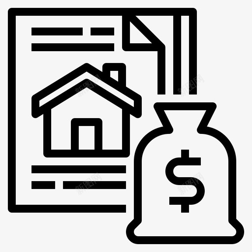抵押房屋贷款图标svg_新图网 https://ixintu.com 会计 房屋 抵押 概要 财务 货币 贷款