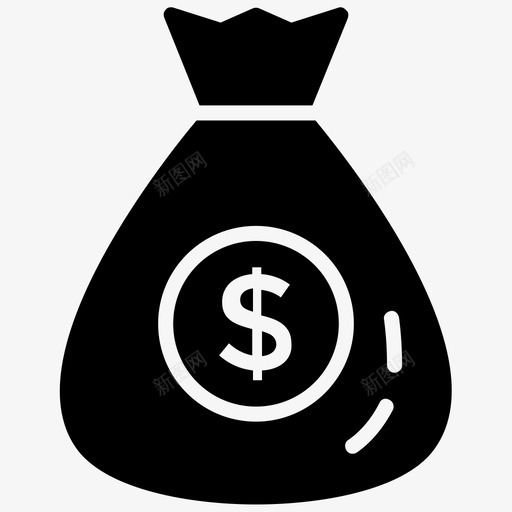 钱袋货币袋美元袋图标svg_新图网 https://ixintu.com 商业和金融字形图标 美元袋 货币袋 钱袋