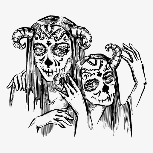 恶魔女孩恐惧角图标svg_新图网 https://ixintu.com 女孩 女巫 恐惧 恶魔