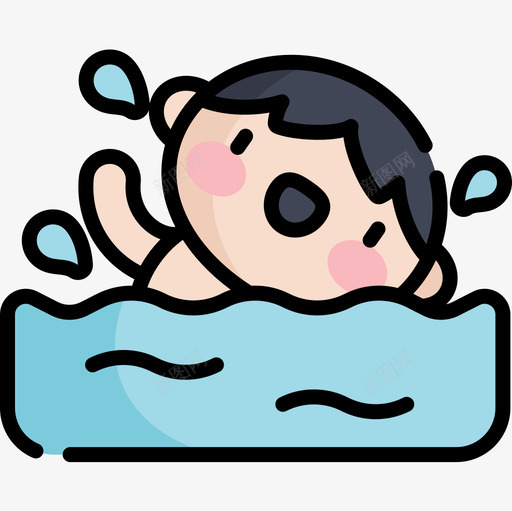 游泳游人3线条色彩图标svg_新图网 https://ixintu.com 游人3 游泳 线条色彩