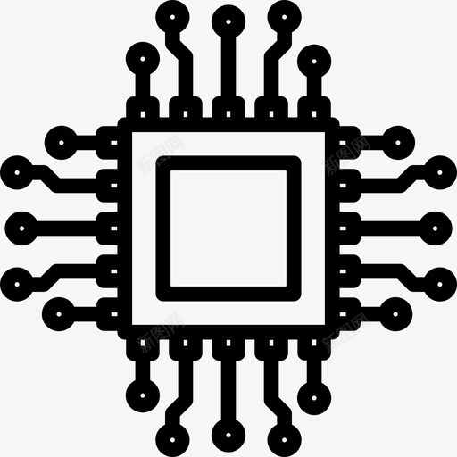 微芯片电路板电路图标svg_新图网 https://ixintu.com 电子器件 电路 电路板 芯片
