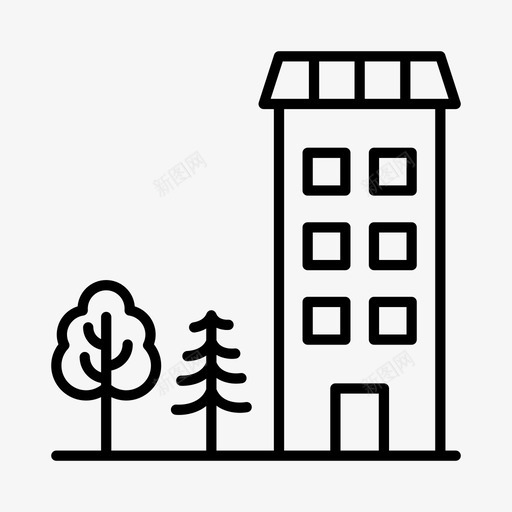 建筑物住宅城镇图标svg_新图网 https://ixintu.com 住宅 别墅 城市 城镇 建筑物