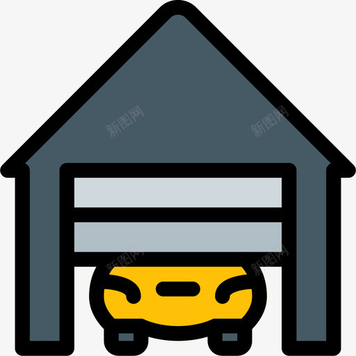 车库房地产110线性颜色图标svg_新图网 https://ixintu.com 房地产110 线性颜色 车库