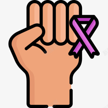 抗议世界癌症意识日第10天线性颜色图标图标