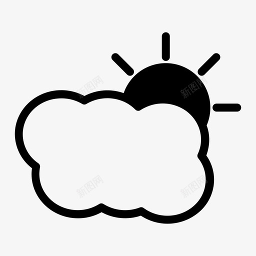 太阳和云多云天空图标svg_新图网 https://ixintu.com 假期 多云 天气 天空 太阳和云